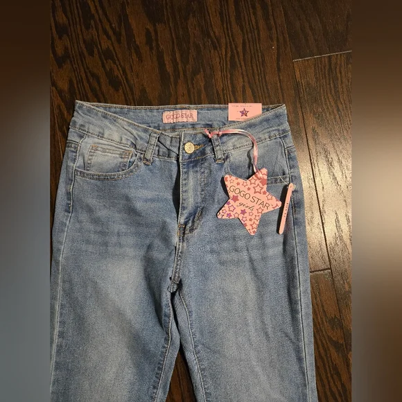 Girls Gogo Star Crochet Textured Denim Flare Pants Jeans Size 14 NWT - Picture 7 of 11